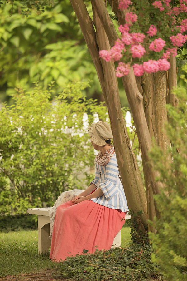 Colonial Lady In A Summer Garden Photograph