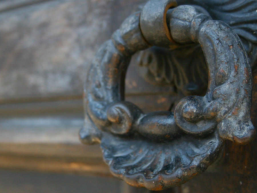 Colonial, Rustic Antique Iron Door Handle or Knocker Photograph by APMiller