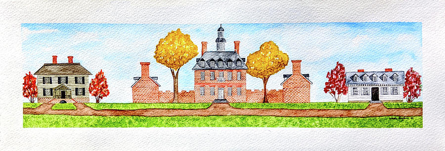 Architecture Painting - Colonial Williamsburg Panorama by Andrea Snyder