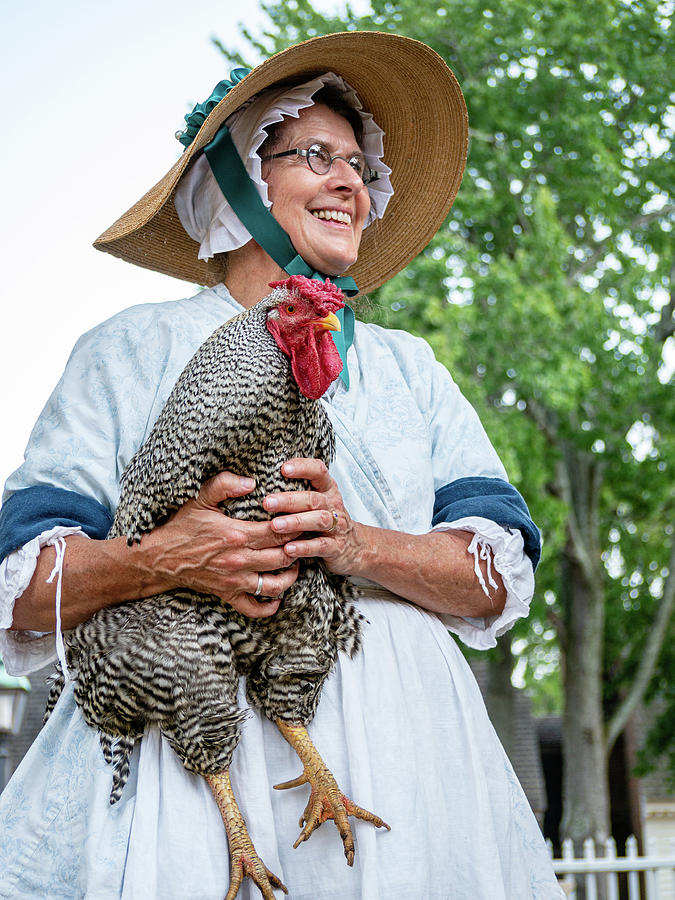 Colonial Woman and Her Chicken Photograph by Rachel Morrison