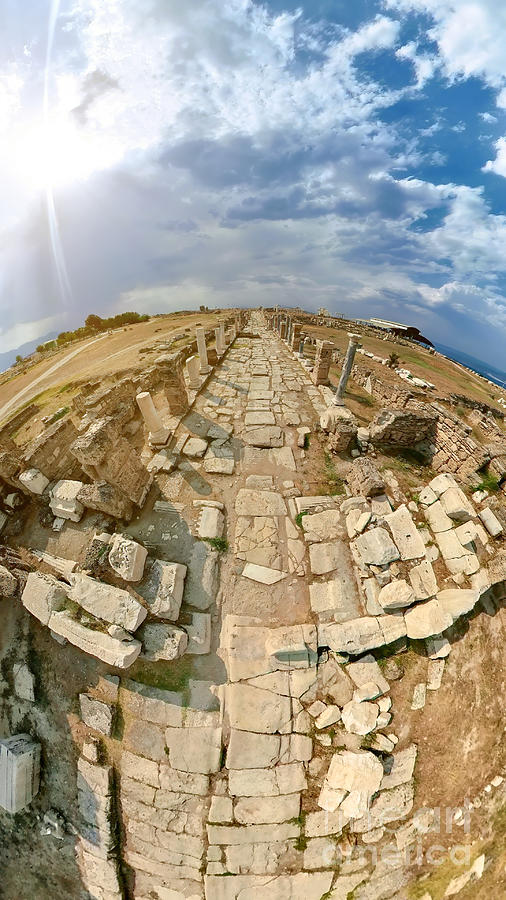 Colonnaded street of Laodicea in Turkey Digital Art by Benny Marty