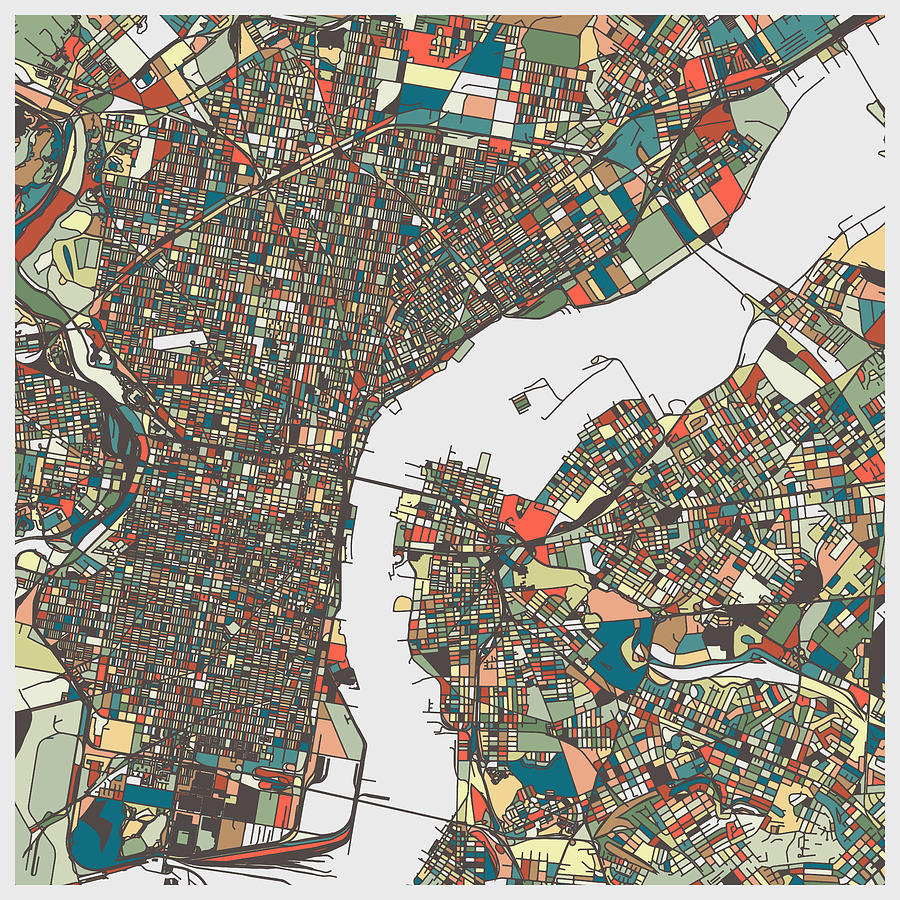color art map of Philadelphia city Drawing by Shuoshu
