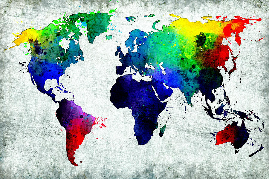 Color Blend World Map Digital Art by Naomi Heart - Fine Art America