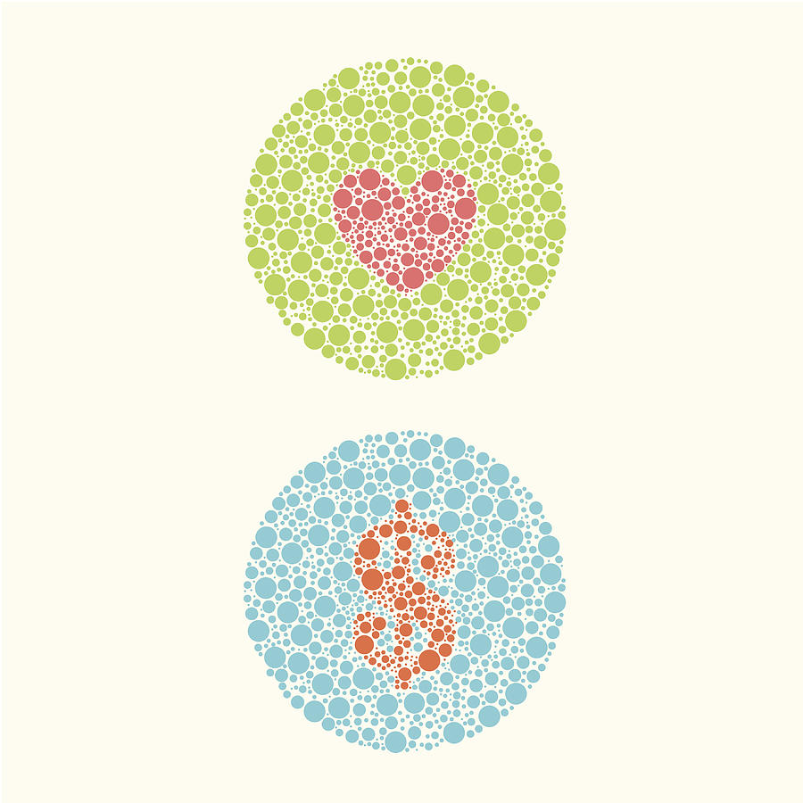 Color Blind Test: For Love Or Money Drawing by Ceneri