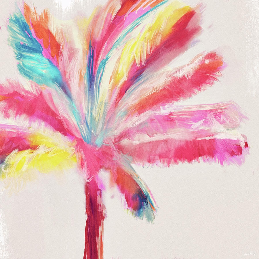 Color Burst Palm Tree- Art by Linda Woods Mixed Media by Linda Woods