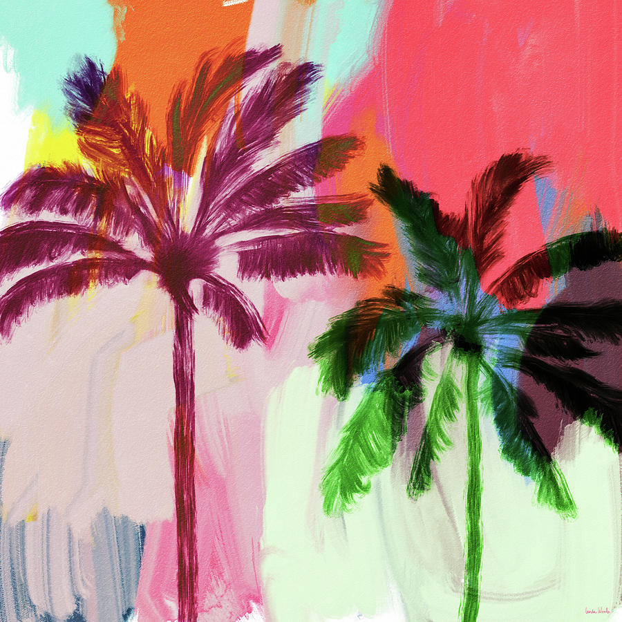 Color Burst Palm Trees 2- Art by Linda Woods Mixed Media by Linda Woods