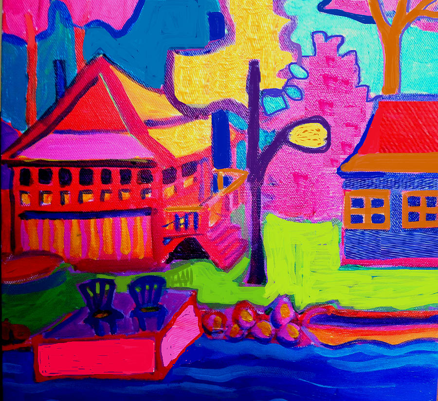 Color Cottages on Long Sought For Pond Painting by Debra Bretton Robinson
