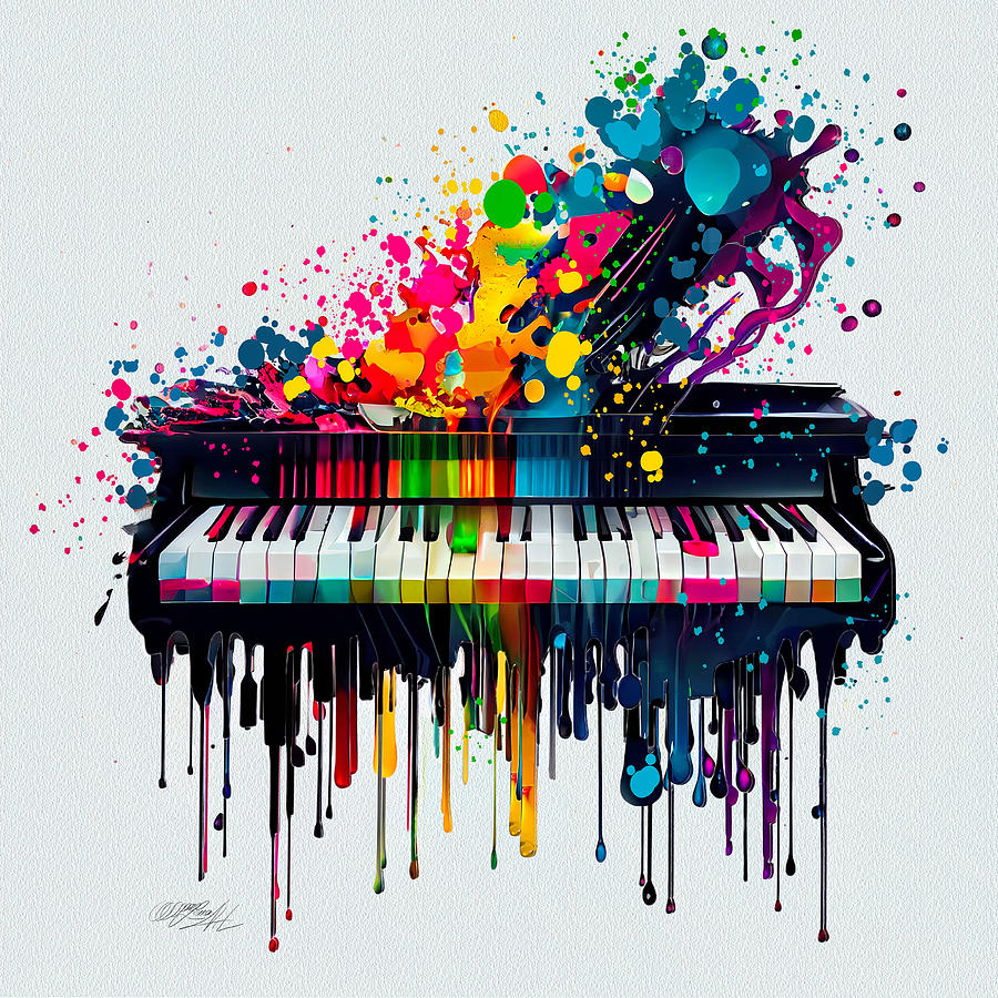 Colors in Piano Music   Digital Art by Lena Owens - OLena Art Vibrant Palette Knife and Graphic Design