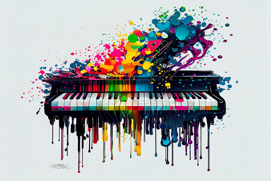 Piano Concerto in Colors  A Visual Ode to Music Digital Art by Lena Owens - OLena Art Vibrant Palette Knife and Graphic Design