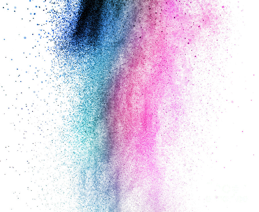Color powder splash isolated on white background. Blue and purpl Photograph by Jelena Jovanovic