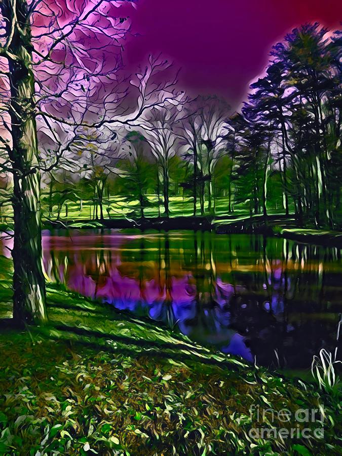 Color Reflecting Pond Digital Art by Rachel Hannah