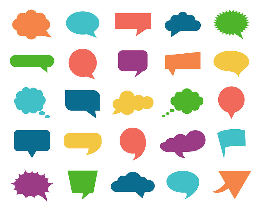 Color Speech Bubble Icons Set Drawing by Artvea