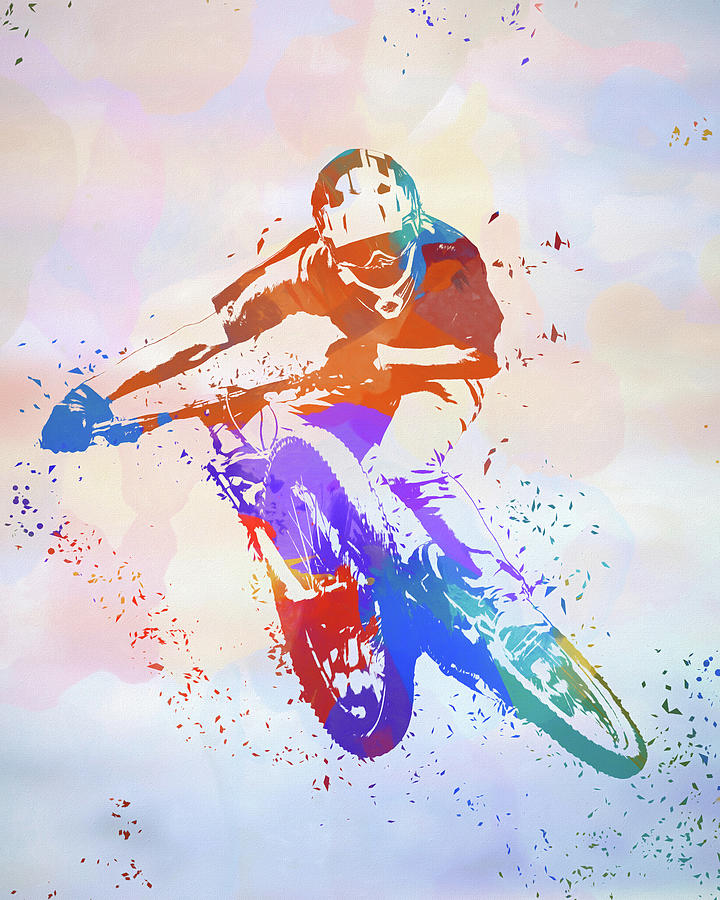 Color Splash Adrenaline Rush Bike Jump Painting by Dan Sproul