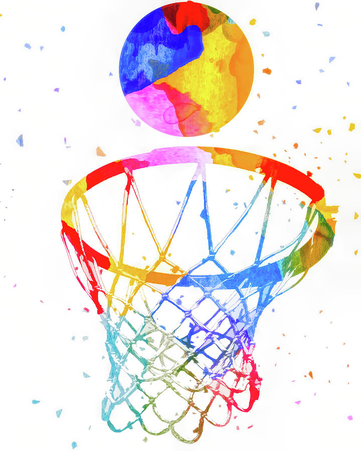 Color Splash Basketball And Hoop Digital Art by Dan Sproul