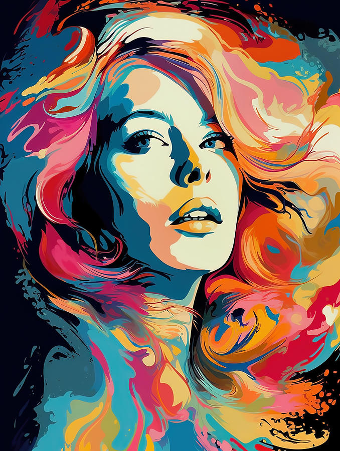 Color Splashed Illustration Of Beautiful Woman 2 Digital Art By Jim