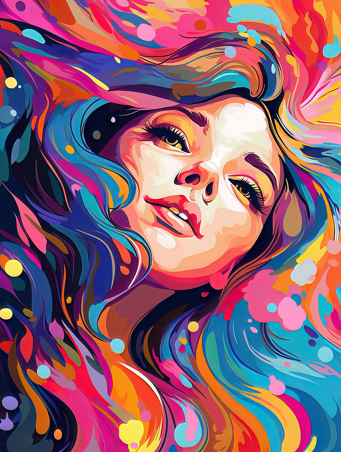 Color splashed illustration of beautiful woman 4 Digital Art by Jim ...