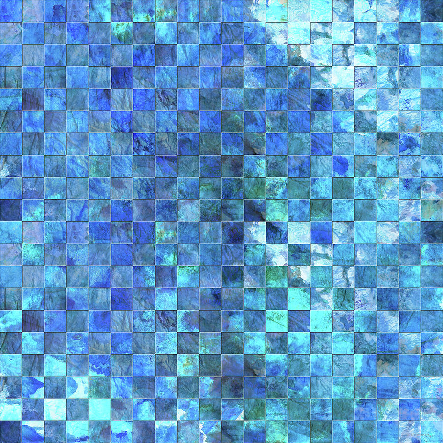 Color Squared 4 Blue Abstract Art Painting by Sharon Cummings