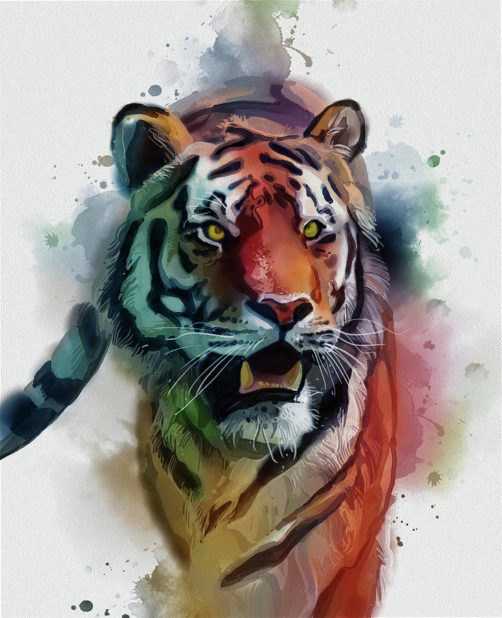 Color Tiger Vintage Digital Art