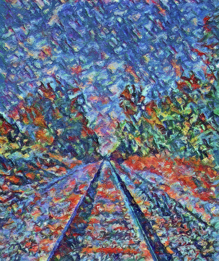 Color Train Tracks Painting Painting by Dan Sproul