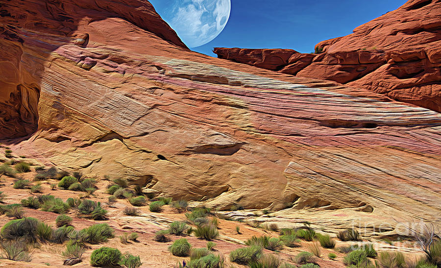 Color Valley of Fire Super Moon Nevada USA  Photograph by Chuck Kuhn