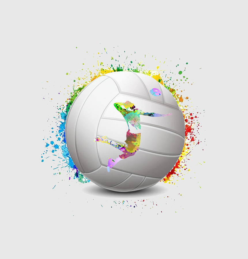 Color Volleyball hitter Digital Art by Darren Cannell