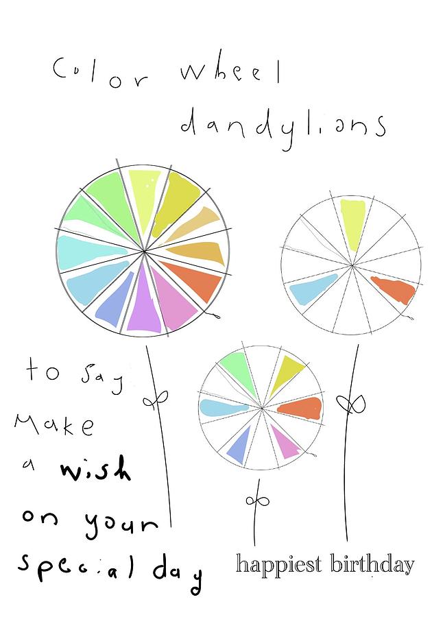 Color Wheel Dandelions Digital Art by Ashley Rice
