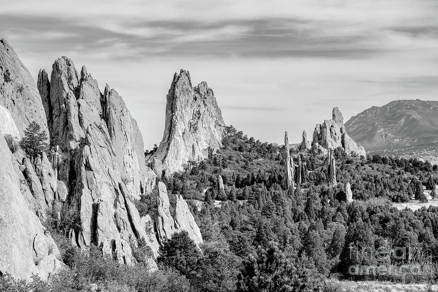 Colorado Hike View Of Cathedral Spires Grayscale Photograph by Jennifer White