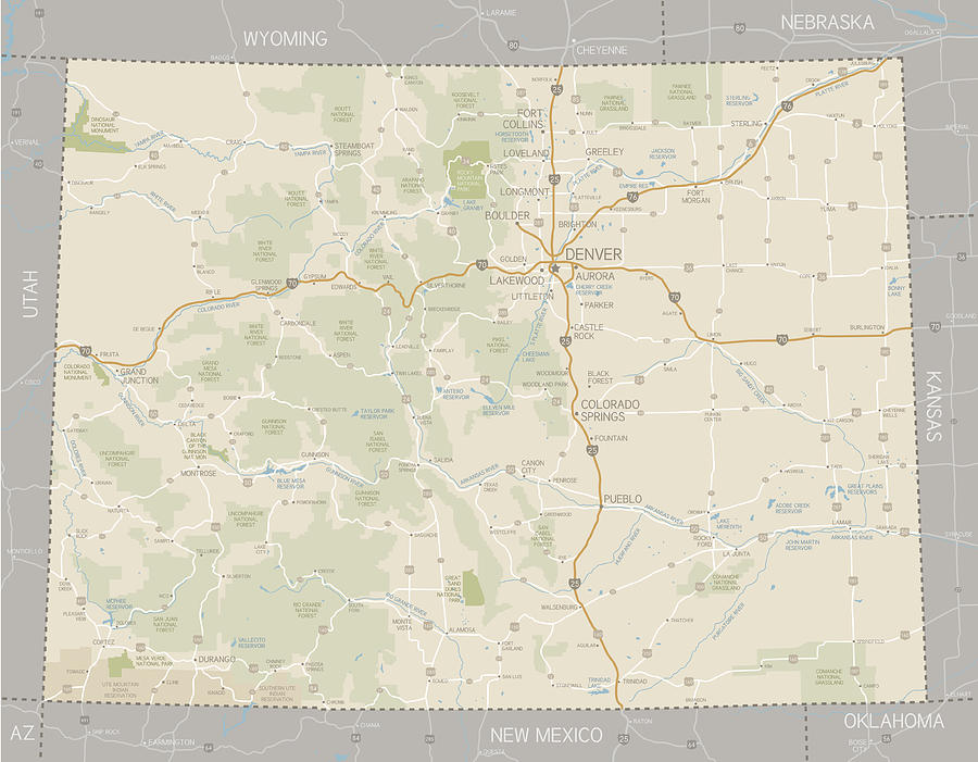 Colorado Map Drawing by Crossroadscreative