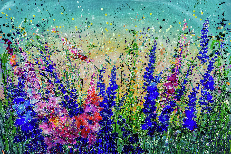 Mile High Meadow Flowers Painting by Lena Owens - OLena Art Vibrant Palette Knife and Graphic Design