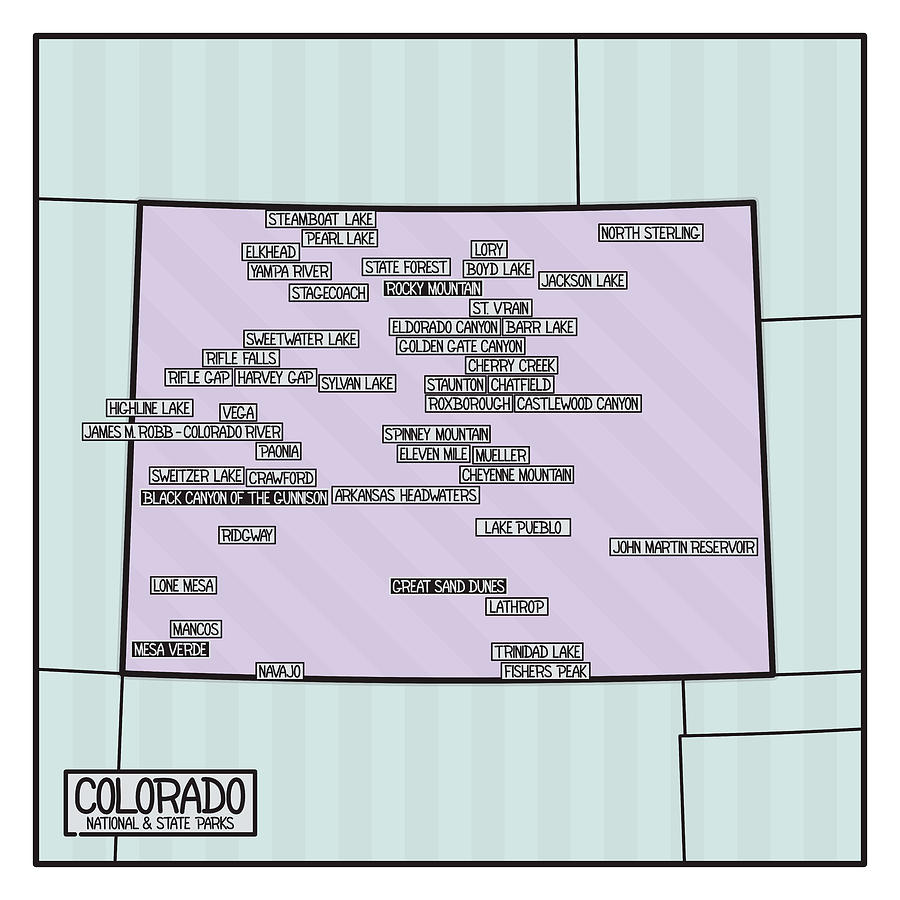 Colorado National And State Parks Map Digital Art By Finlay McNevin ...