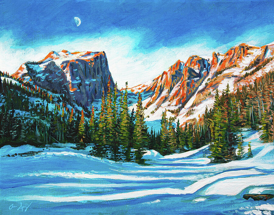 Colorado Painting - Dream Lake Winter Painting by Aaron Spong
