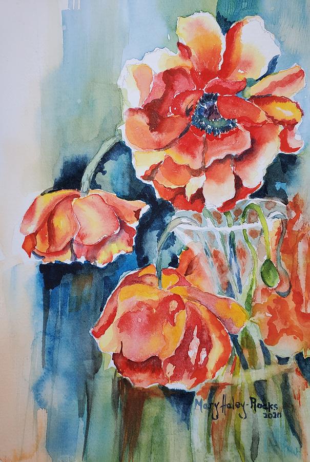Colorado Poppies Painting by Mary Haley-Rocks