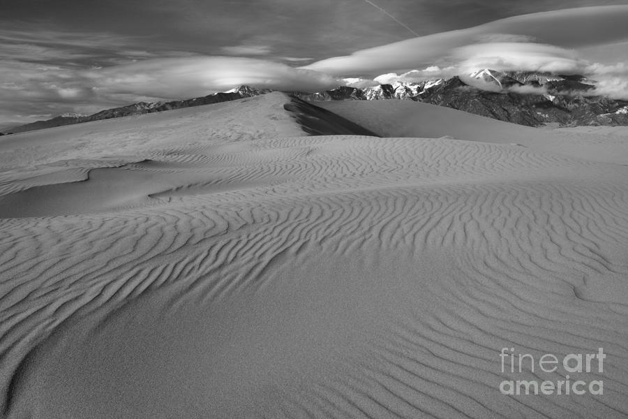 Colorado Sand Ripples Under Blue Skies Black And White Photograph by Adam Jewell