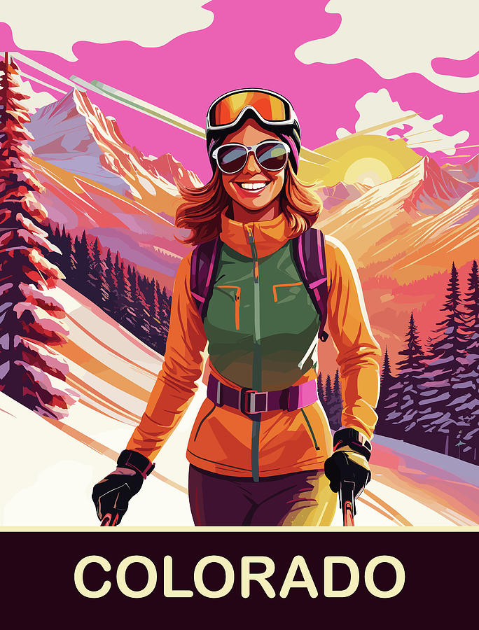 Colorado Ski Girl  Digital Art by Long Shot