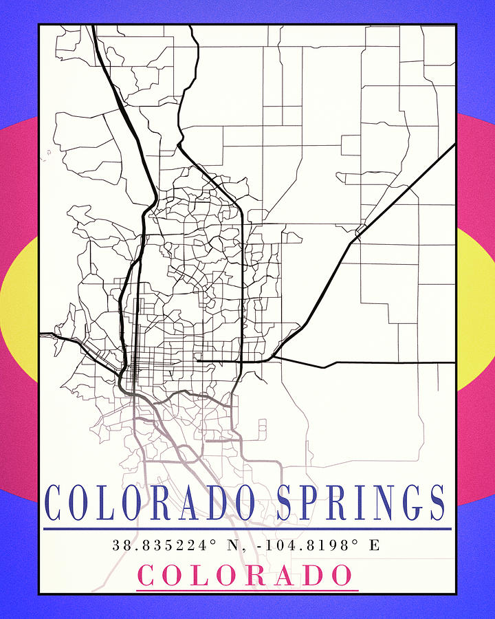Colorado Springs Street Map Mixed Media by Dan Sproul