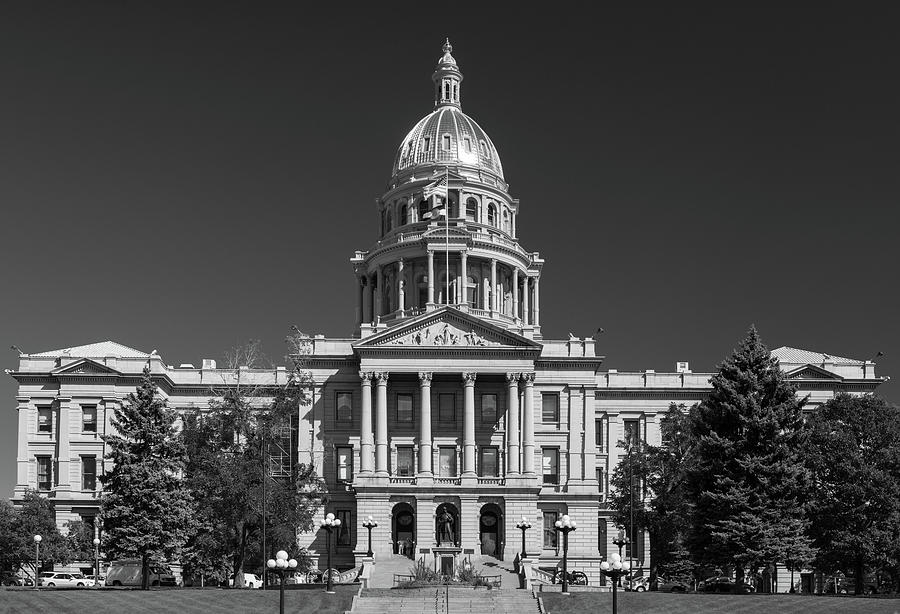 Denver Photograph - Colorado State Capitol B W by Steve Gadomski