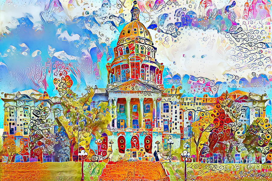 Colorado State Capitol in Contemporary Whimsical Motif 20210207 Photograph by Wingsdomain Art and Photography