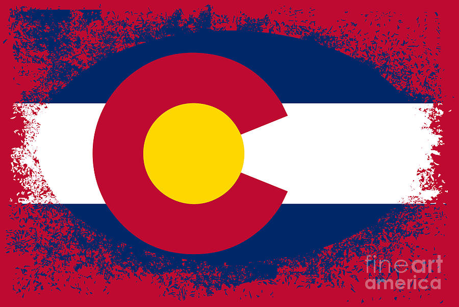 Flag Photograph - Colorado State Oval Grunge by Bigalbaloo Stock