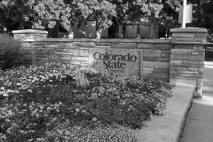 Colorado State University sign in black and white Photograph by Eldon McGraw