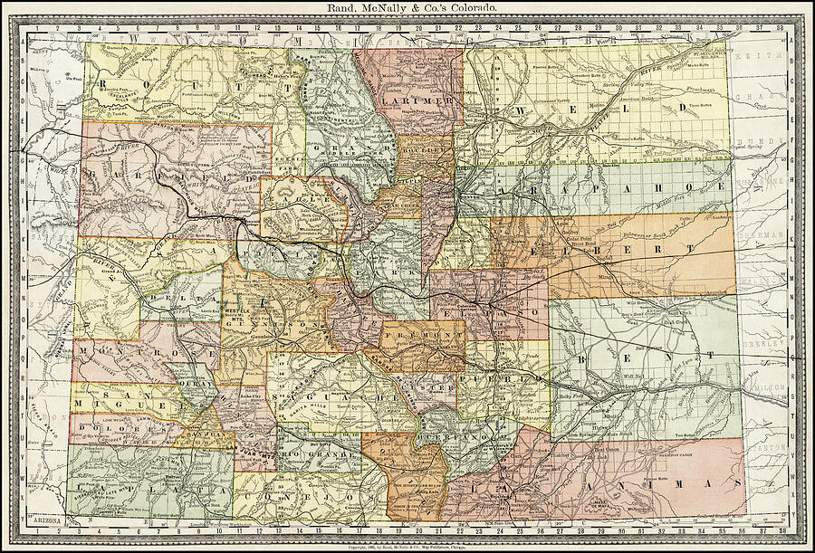 Colorado Map Photograph - Colorado Vintage Map 1885 by Carol Japp