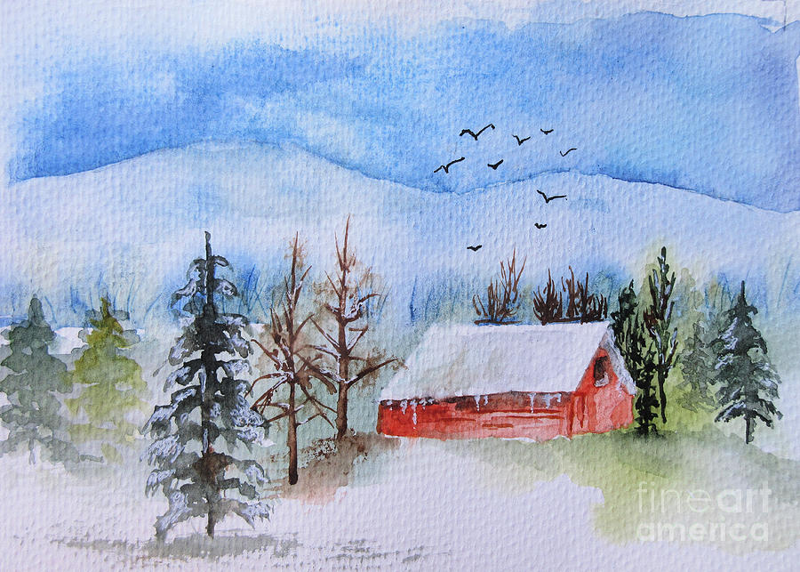 Colorado Winter Barn Painting by Janet Cruickshank