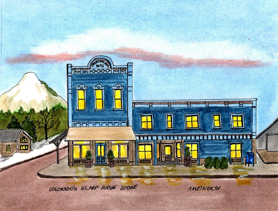 Colorados Scarp Ridge Lodge Drawing by Paul Meinerth