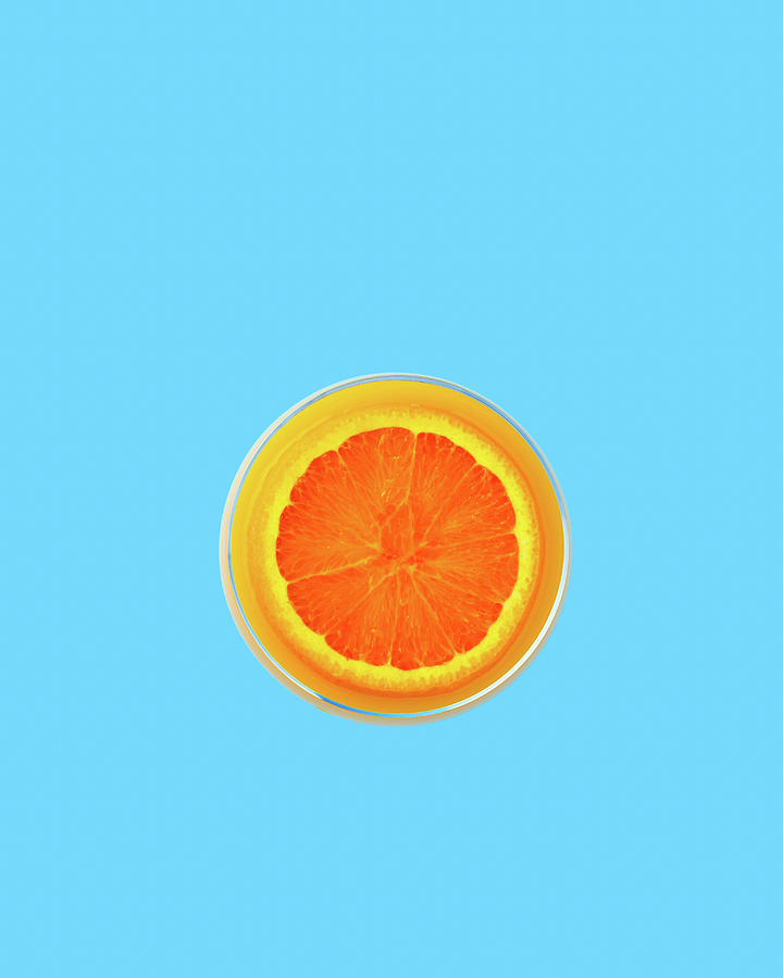 Colorblock Foods no 15 - Orange on Blue Photograph by Beautify My Walls
