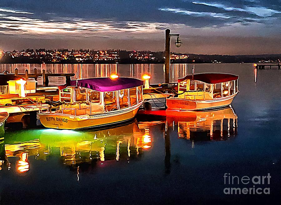 Colorful Boats and Lights in Kirkland Photograph by Sea Change Vibes