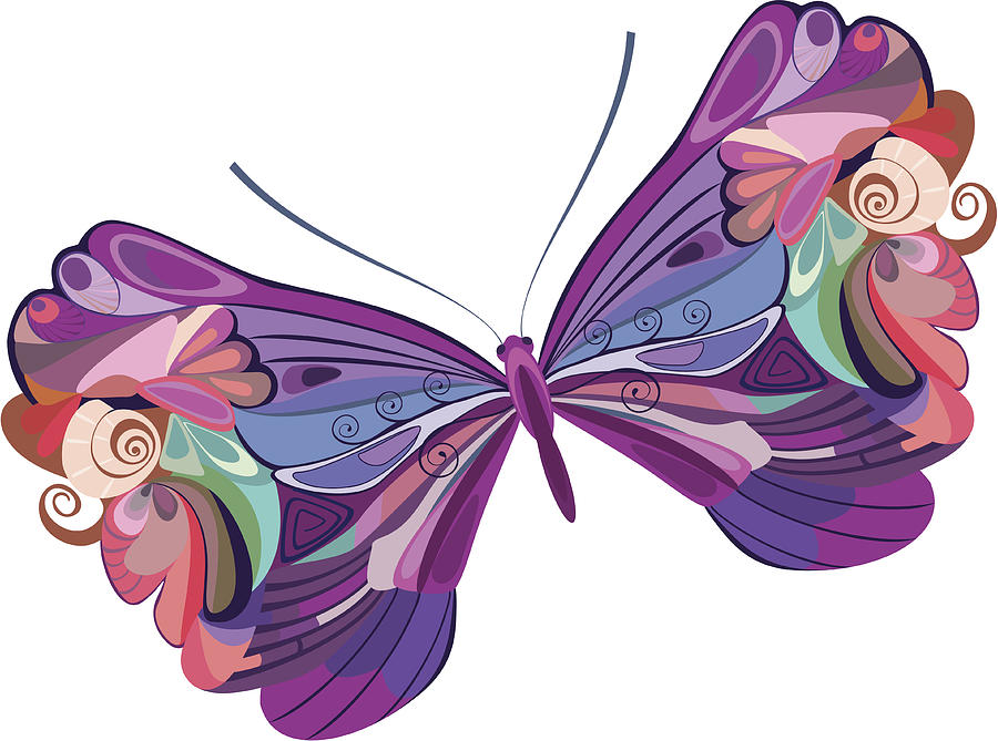 Colored Butterfly Drawing by Yremesova