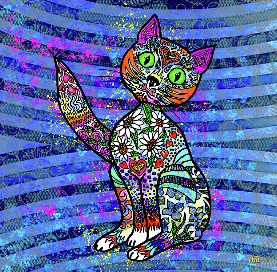 Colored Cat Digital Art by Elaine Berger
