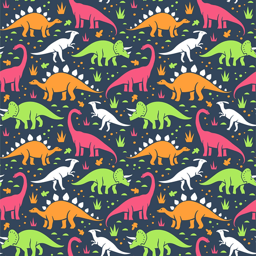 colored dinosaur Poster aesthetic Painting by Keeley Muhammad - Fine ...