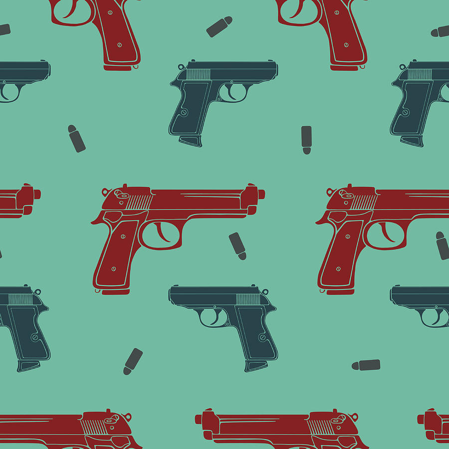 Colored guns seamless pattern Drawing by Artyom_Malov
