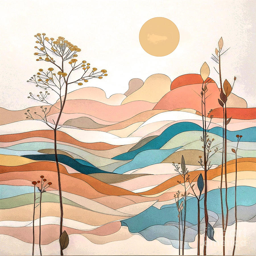 Colored Hills Digital Art by Deb Nakano