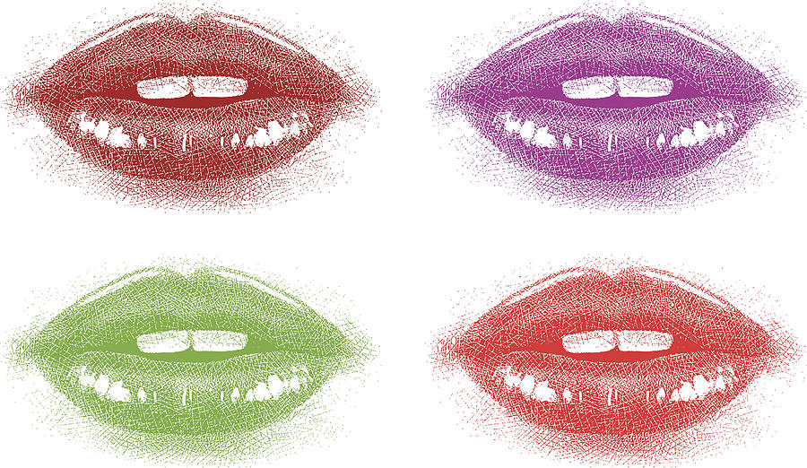 Colored Lips Close Up Drawing by GeorgePeters